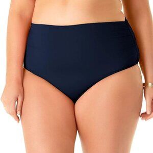 NWT Anne Cole Women's High-Waist Shirred Bikini Bottoms Blue Size 24W $70 8B532